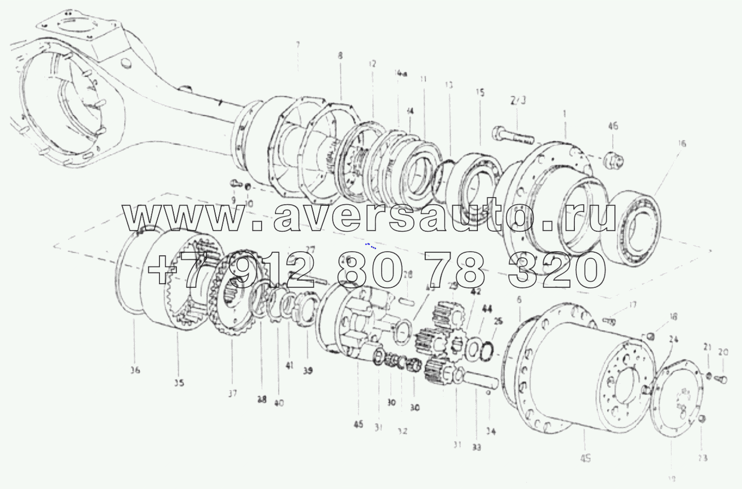  1S325124002H1 Rear axle (5.73, widened, cast steel)-hub reduction gear module