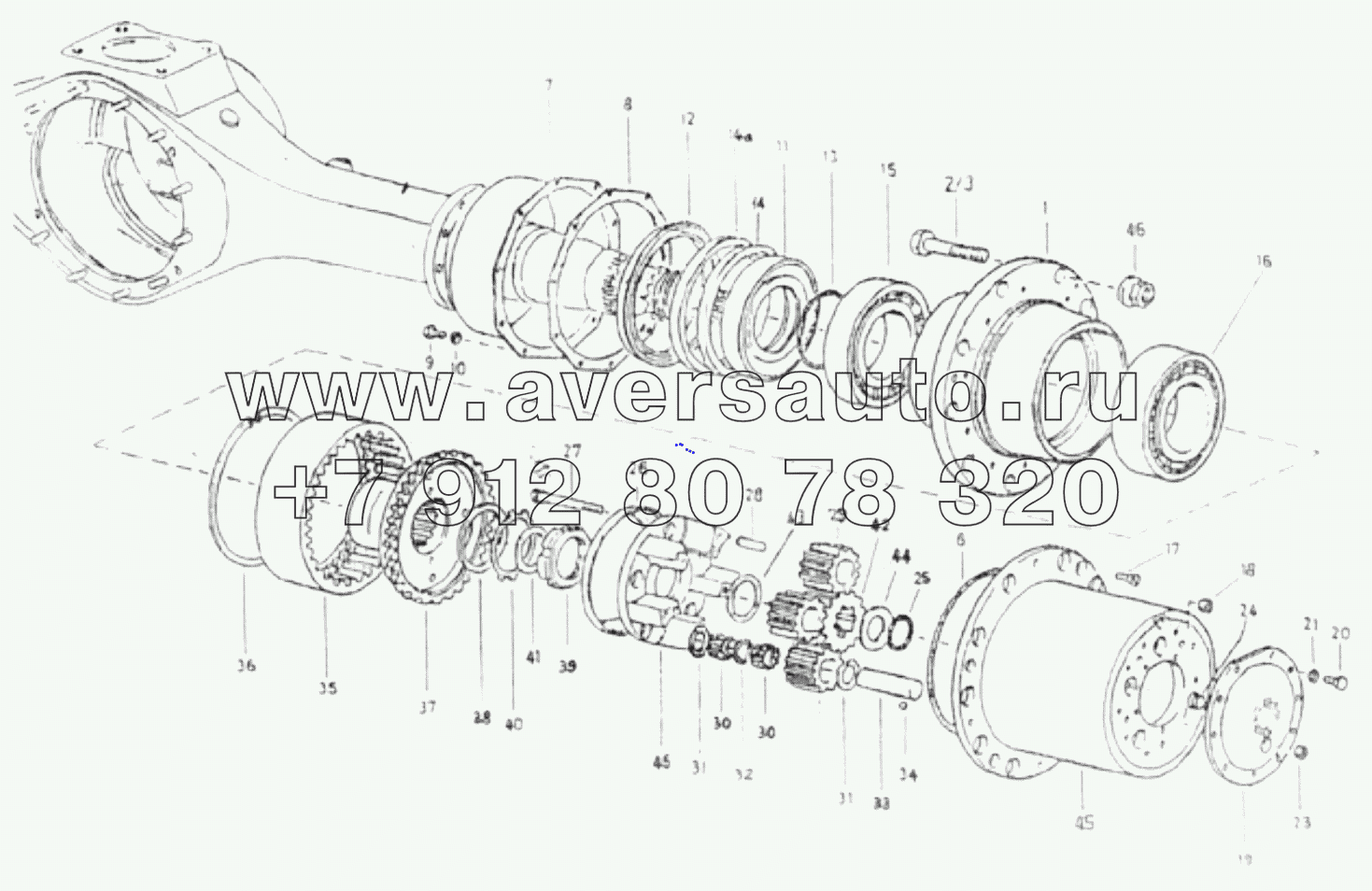  1S325125002H1 Intermediate axle (5.73, widened, cast steel)-hub reduction gear module