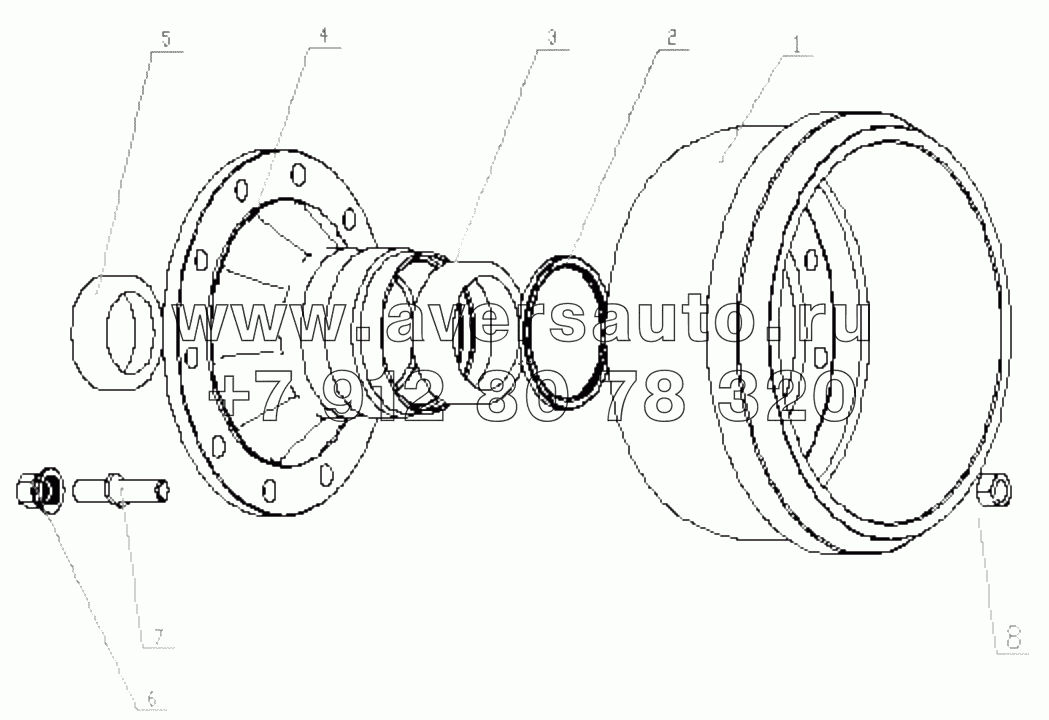  1S42593000011 Front axle-hub and brake drum assembly