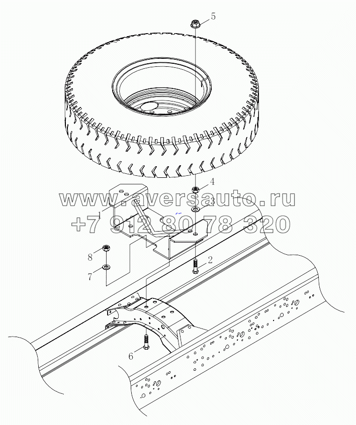  1S41893150201 Spare tire installation mechanism (run-flat tire rack for H4)