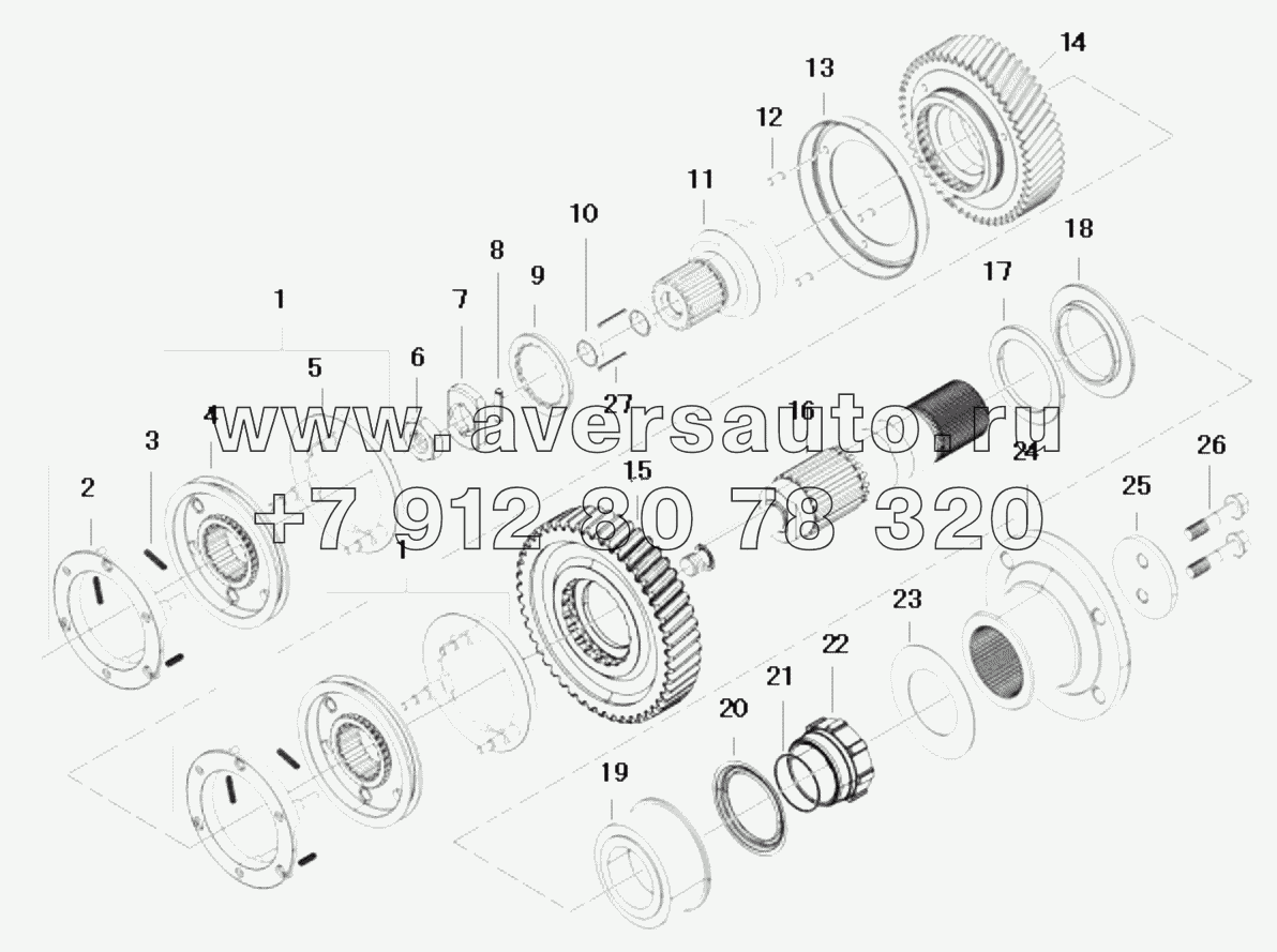  1S41891710701 Transmission assembly-output shaft and synchronizer assembly