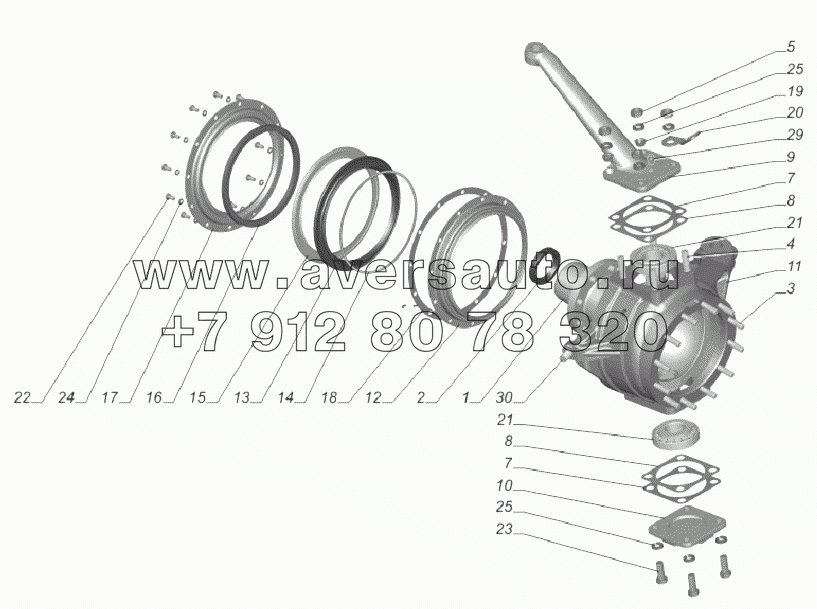 66-40-2304011. Кулак поворотный без шарнира-левый