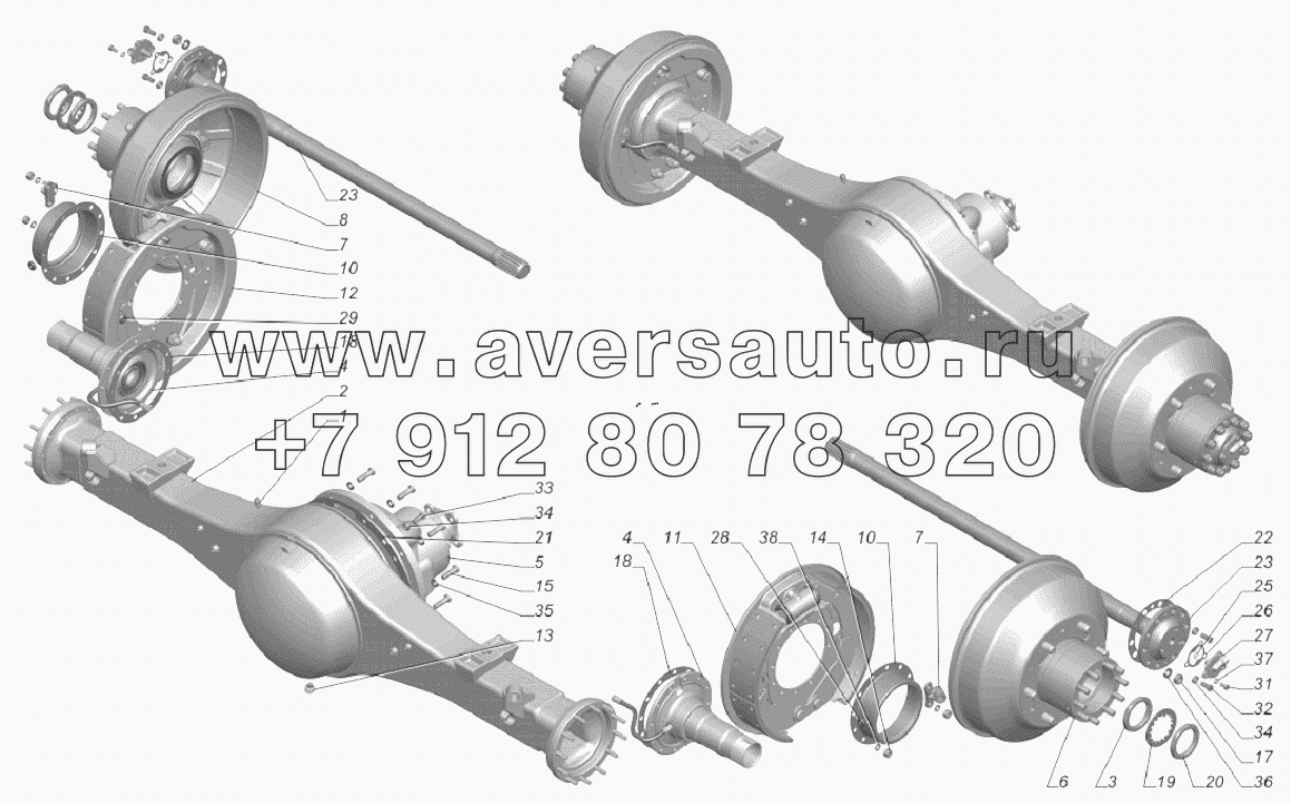 33081-2400012-20. Мост задний с тормозами и ступицами