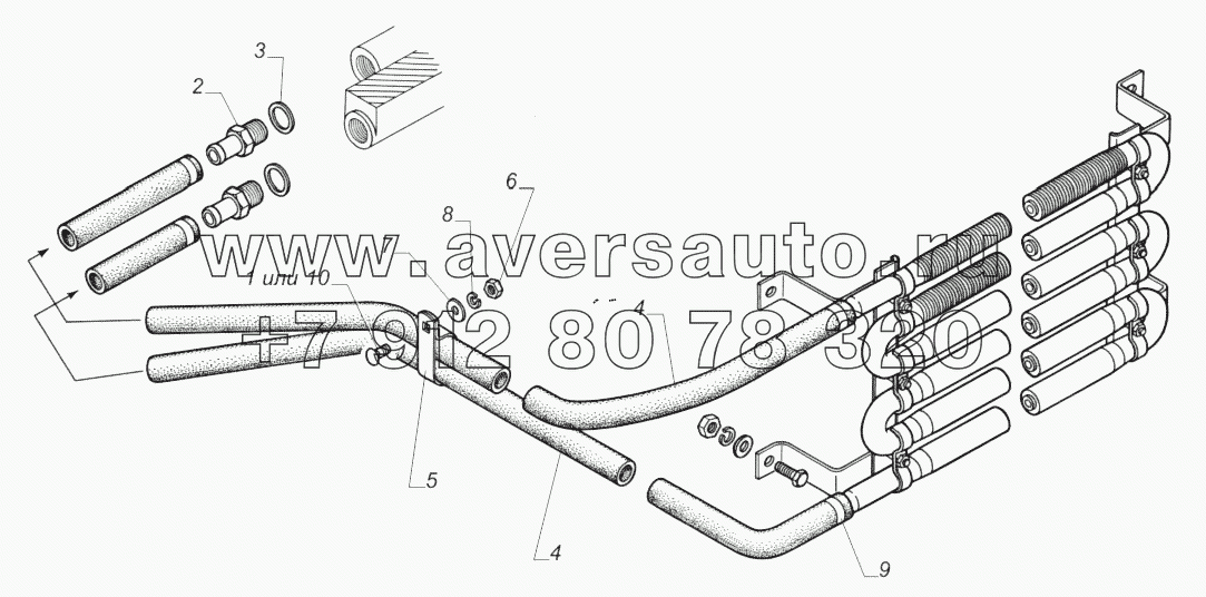 3309-1013001-10. Установка шлангов