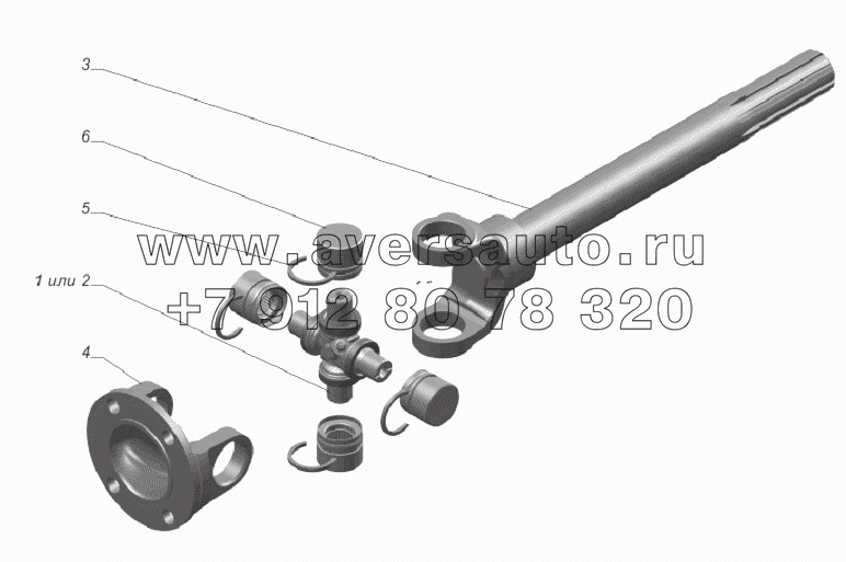 33081-4502105. Вал карданный лебедки с фланцем