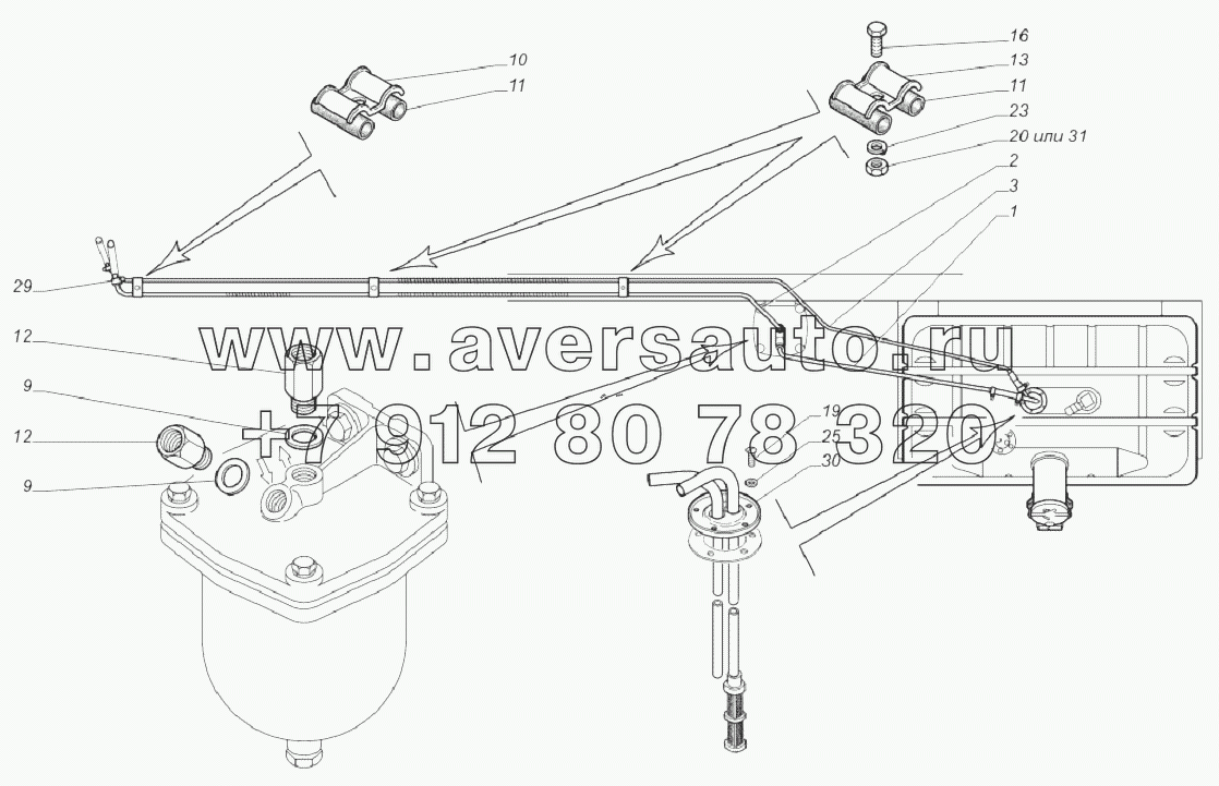 33081-1104001. Установка топливопроводов