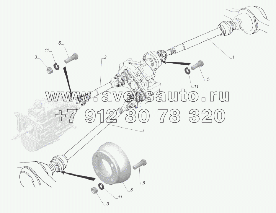 33081-2200001-10. Установка карданных валов