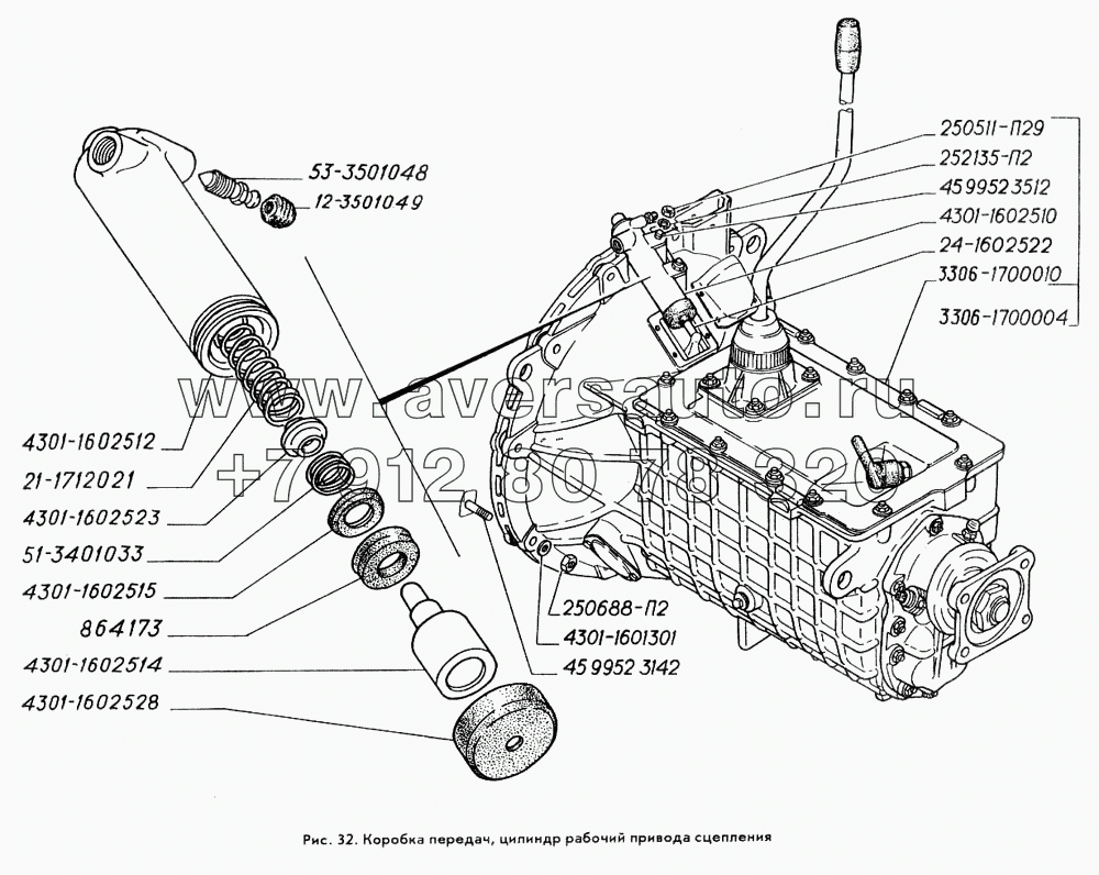 Коробка передач, цилиндр рабочий привода сцепления