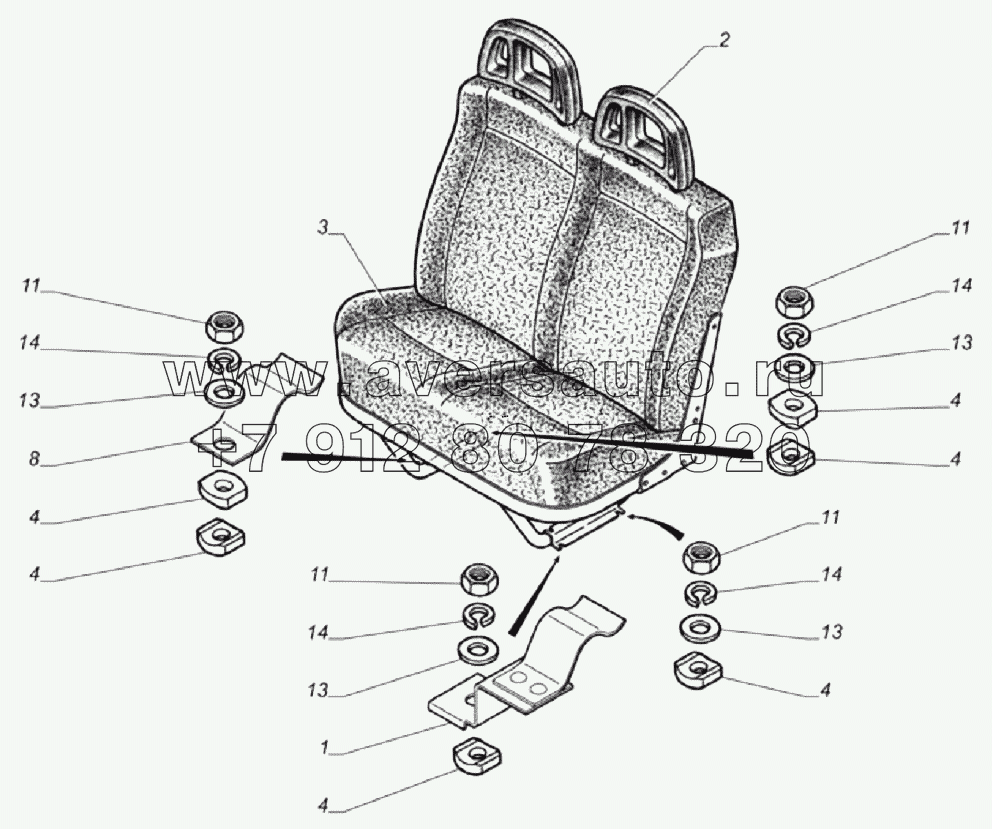 Установка двухместного сиденья 3302-6840001