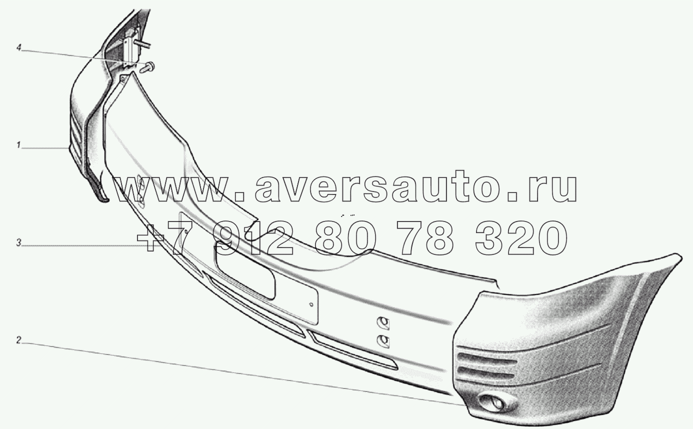 Панель переднего буфера ГАЗ-33104 "Валдай" 33104-2803012