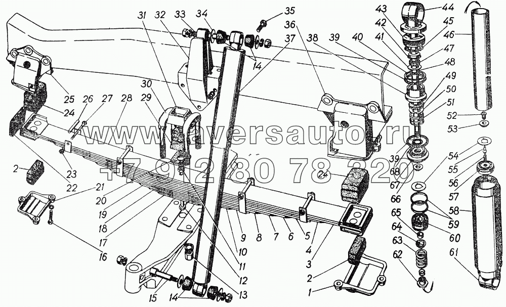 Передние рессоры и амортизаторы передней подвески