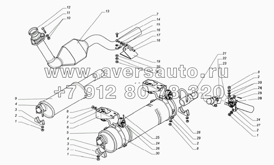 Глушитель, резонатор, трубы глушителя автомобиля Соболь с двигателем ГАЗ-5601