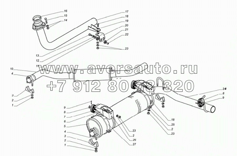 Глушитель, резонатор, труба выхлопная автомобиля ГАЗель с двигателем ГАЗ-5602