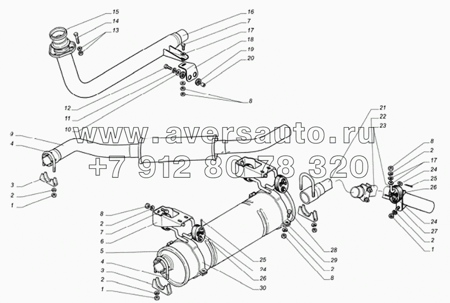 Глушитель, резонатор, труба выхлопная автомобиля Соболь с двигателем ГАЗ-5602