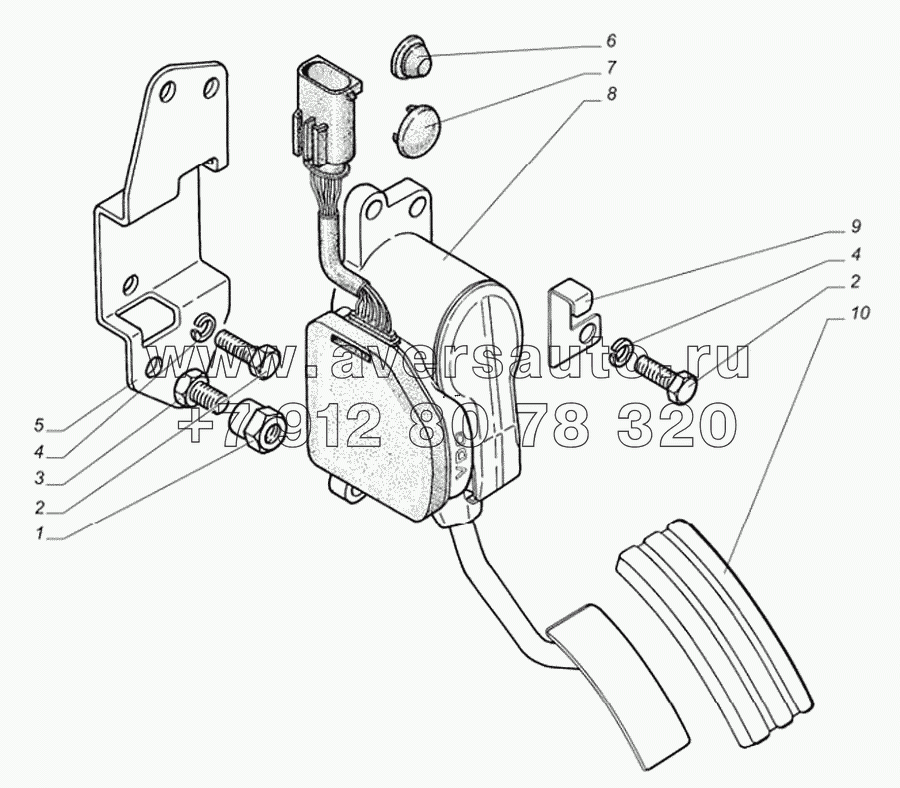 Модуль педальный с датчиком положения газ педали системы управления двигателем