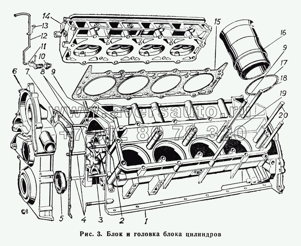 Блок и головка цилиндров двигателя