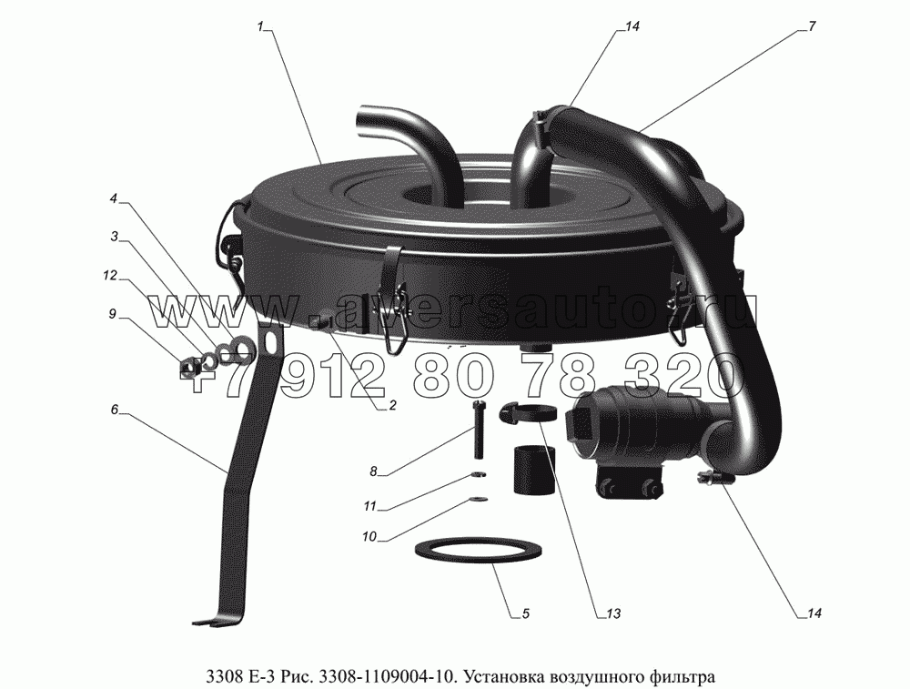 3308-1109004-10. Установка воздушного фильтра