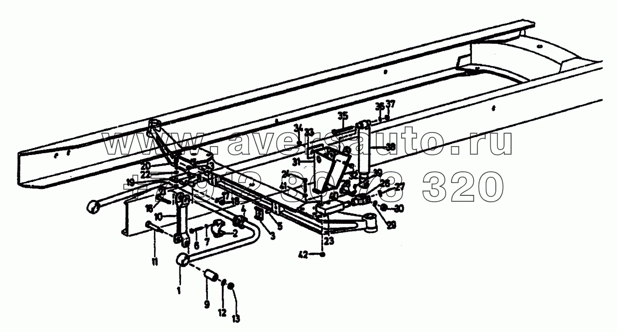 Передний стабилизатор поперечной устройвости и амортизатор 4x2,  6x4