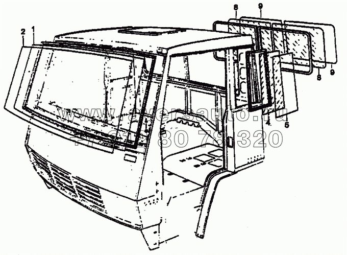 Стекло окон кабины