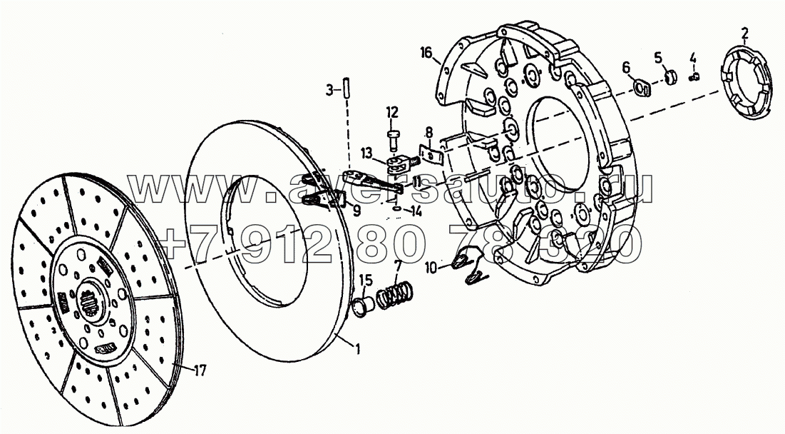 Сцепление с диском Ф420 (Ф420 сцепление к WD615.62/87 двигателю, Ф420В сцепление к WD615.69 двигателю)