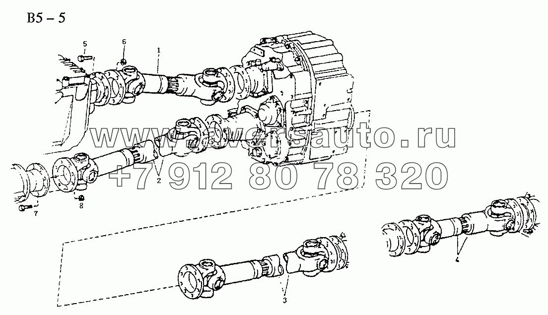 4x4, 6x6 PROPELLER SHAFTS 290/336/O46/6x6 (Fuller gearbox) (B5-5-7)