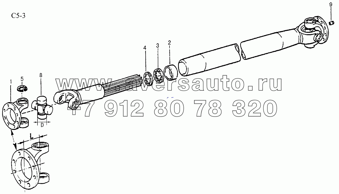 PROPELLER SHAFTS Ф52 Propeller shaft with spider (C5-3-1)