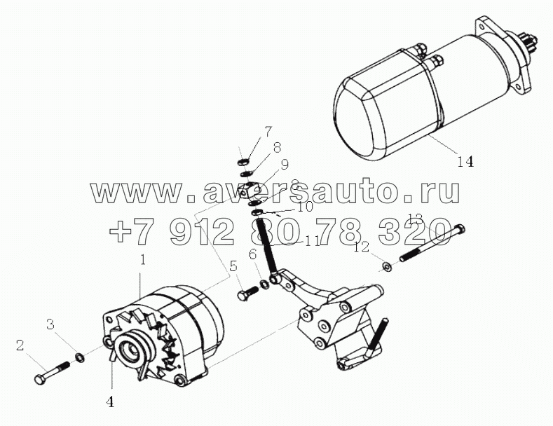  2KW alternator (V-ribbed belt) and reduction starter (for HW and A7 only)