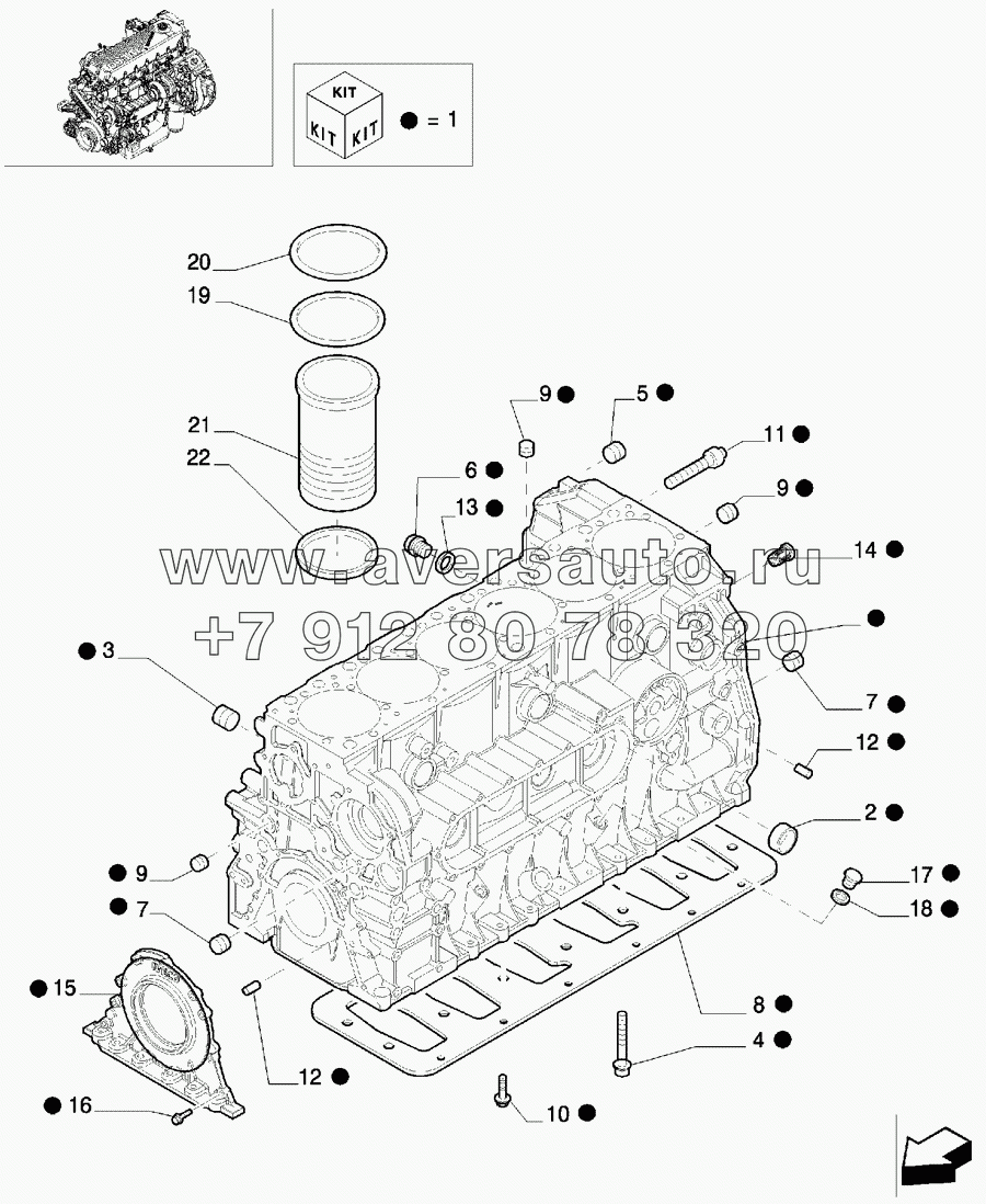 0.04.0(01) CYLINDER BLOCK AND RELATED PARTS (504128790 - 504128572)