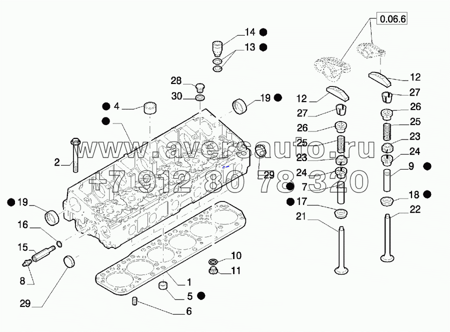 0.06.0(01) CYLINDER HEAD AND RELATED PARTS (504129013 - 504029659 - 504129140)