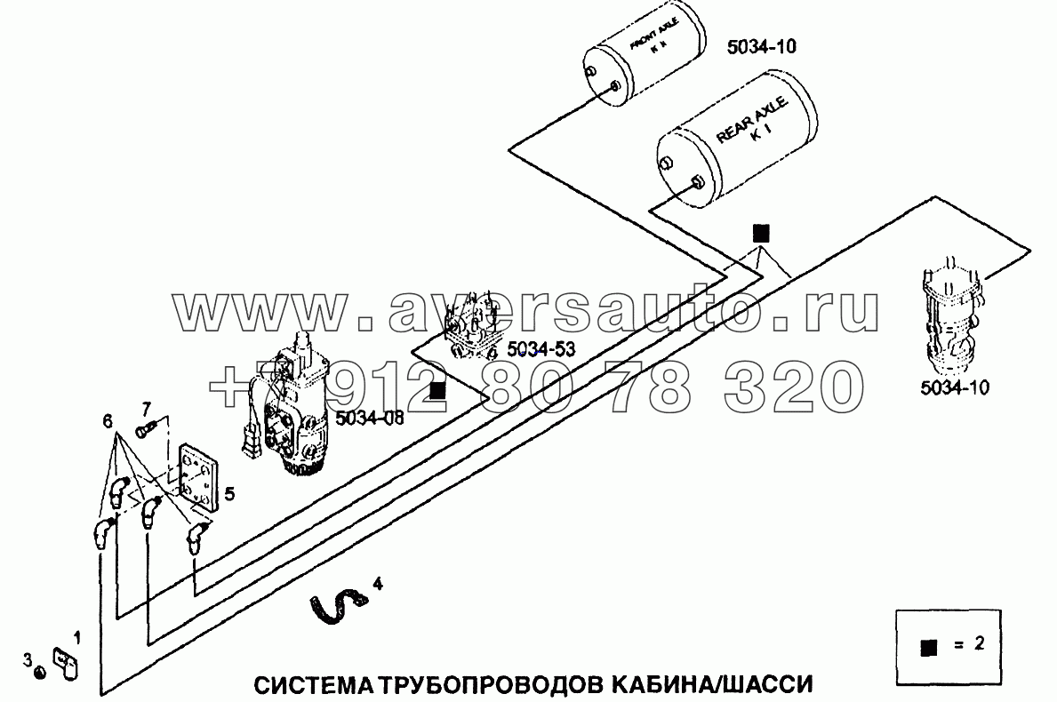 Система трубопроводов кабина/шасси