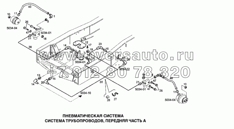 Пневматическая система, система трубопроводов, передняя часть