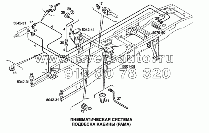 Пневматическая система, подвеска кабины (рама)