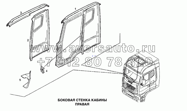 Боковая стенка кабины правая