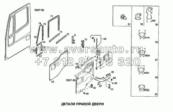 Деталь правой двери