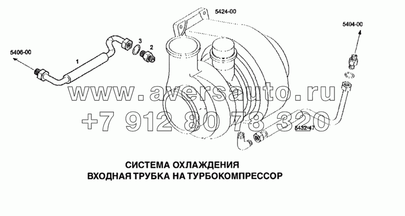 Система охлаждения, входная трубка на турбокомпрессор