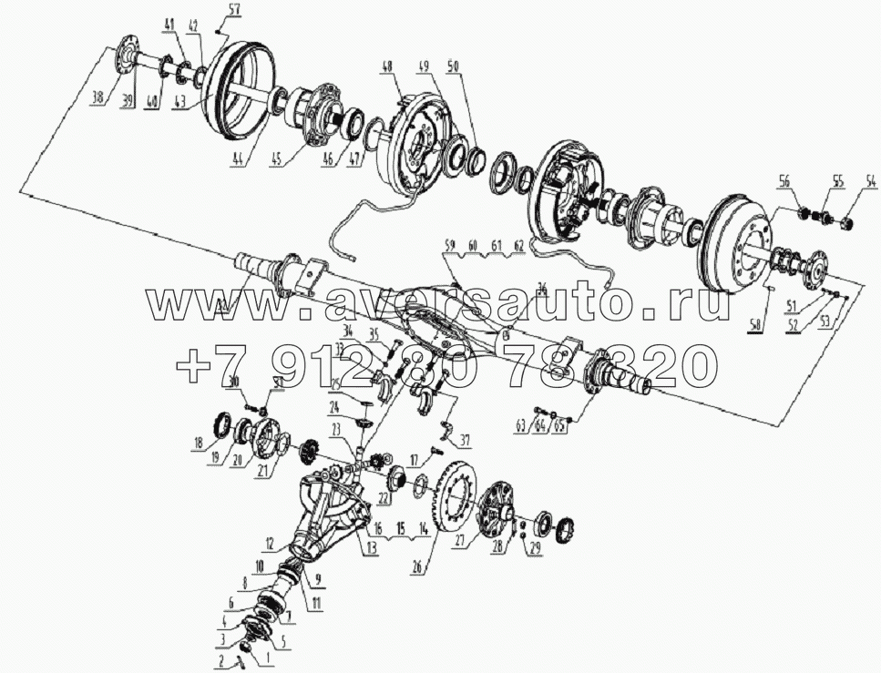 2400D120 Rear axle assembly