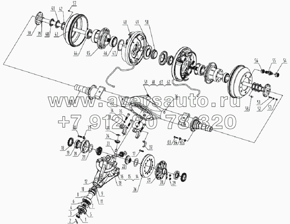 2400D120 Rear axle assembly