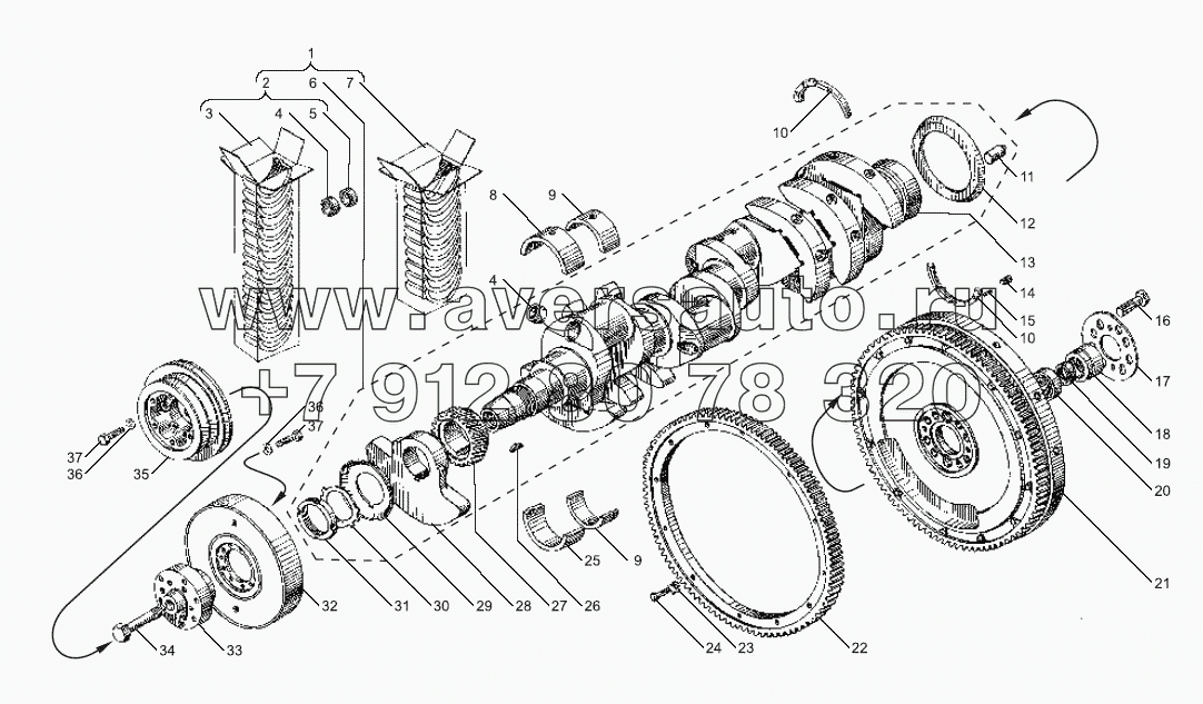 Вал коленчатый и маховик двигателей ЯМЗ-238БЕ2, ЯМЗ-238ДЕ2