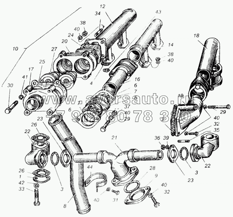 Трубы водяные двигателей ЯМЗ-240Н, ЯМЗ-240П