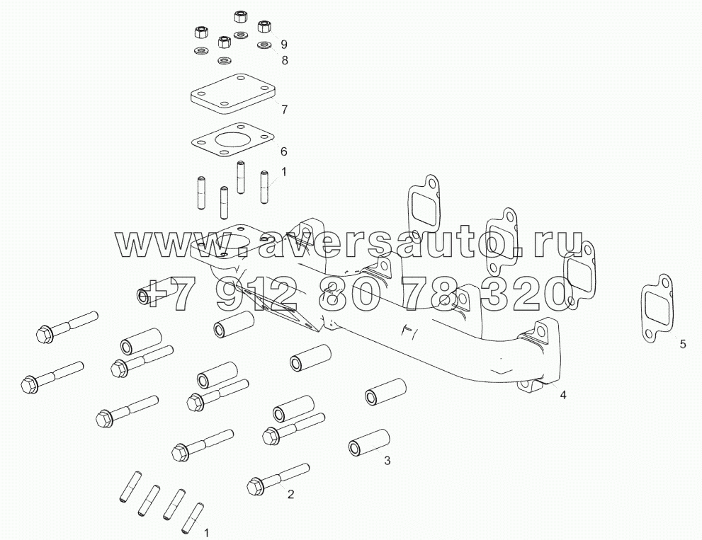 53441.1008005 Установка выпускного коллектора (ЯМЗ-53442)