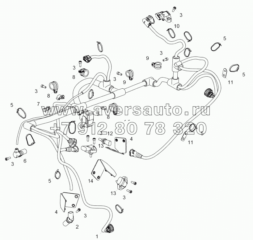 5344.3724011-10 Установка жгута датчиков (ЯМЗ-5344-10, ЯМЗ-53441-20)