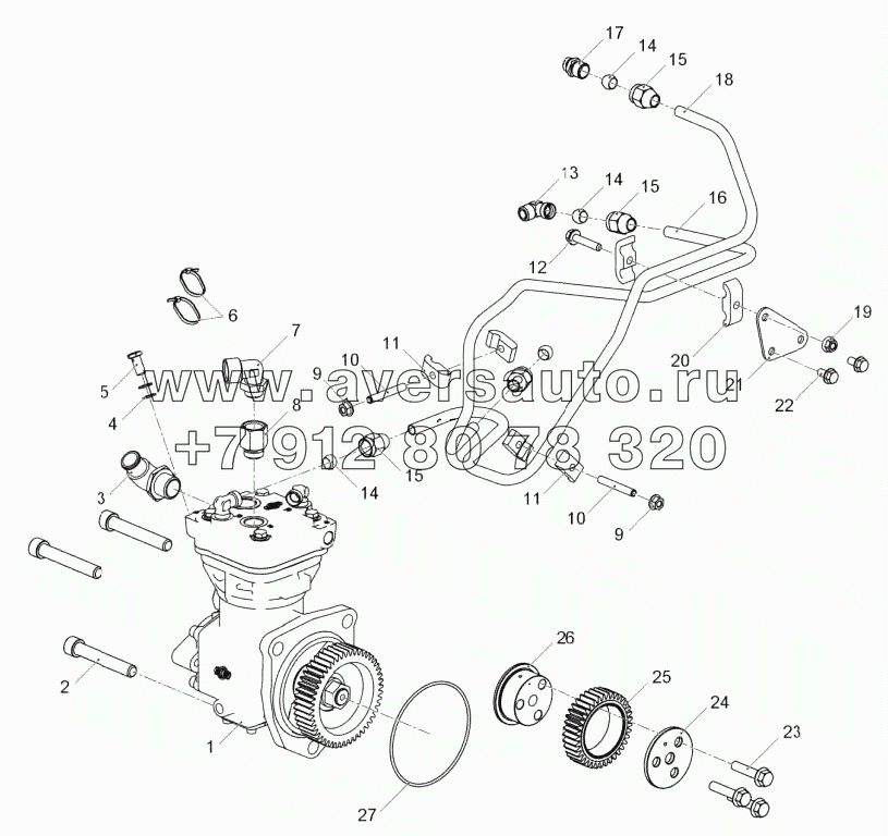 53443.3509005-20 Установка компрессора пневматического тормоза (ЯМЗ-53443-22)