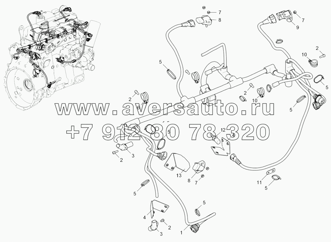 Жгут датчиков (для двигателя ЯМЗ-53472-10)