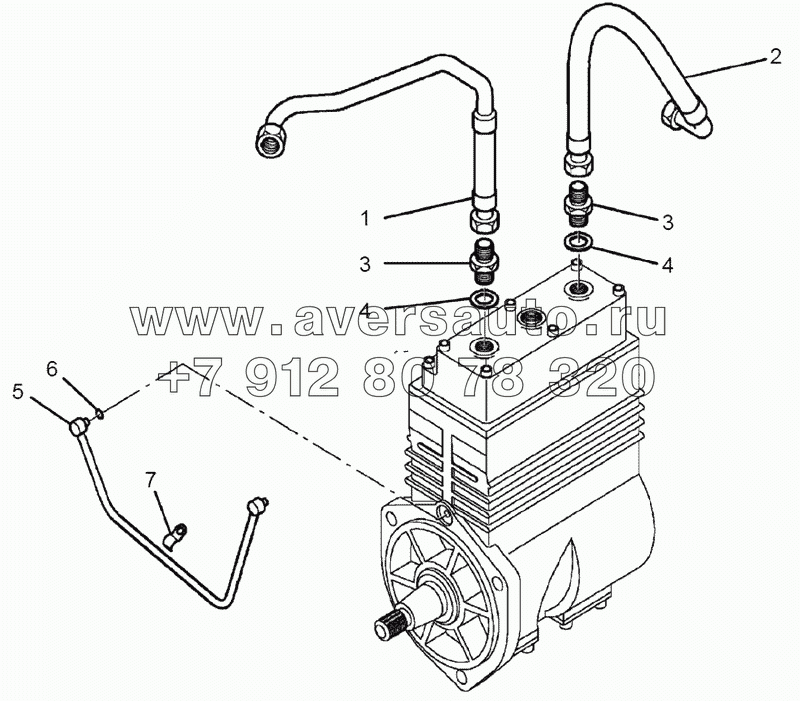 Трубки подвода смазки, подвода и отвода охлаждающей жидкости компрессора воздушного