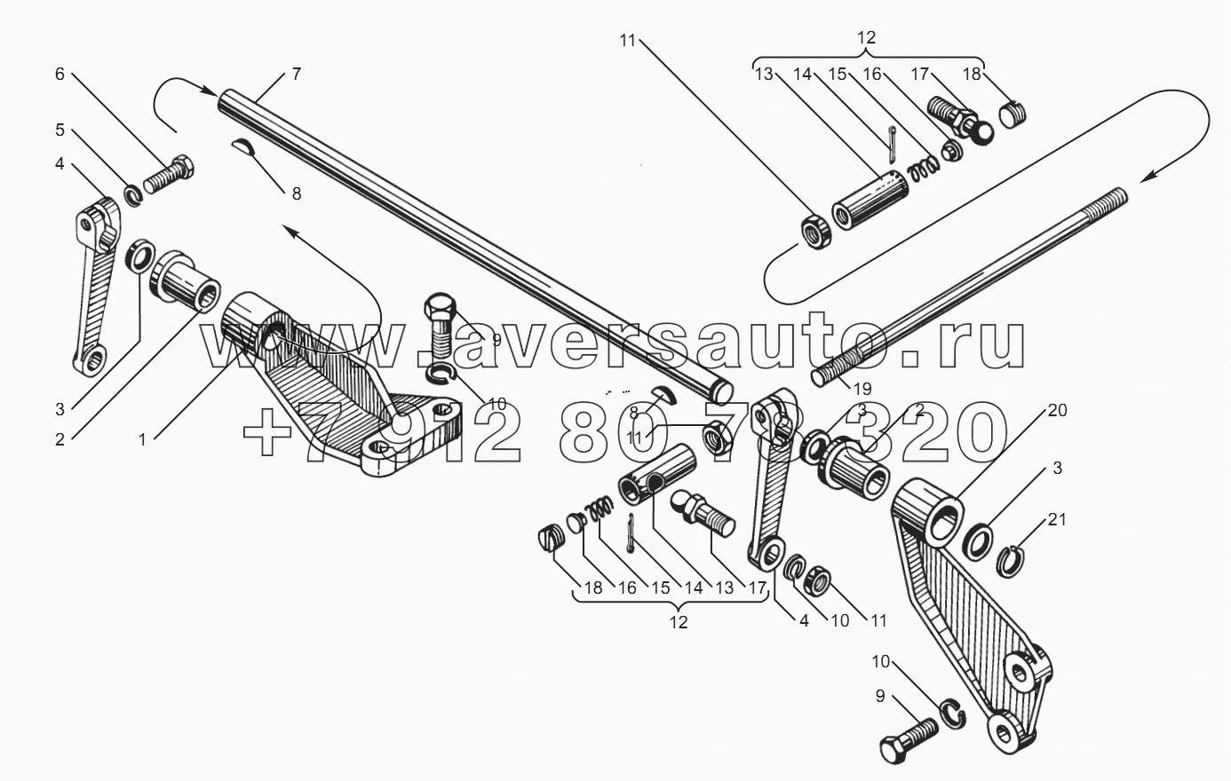 Привод управления регулятором двигателей ЯМЗ-850.10, ЯМЗ-8501.10