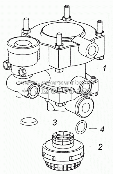 2233-3522010-10 Клапан управления тормозами прицепа с двухпроводным приводом и глушителем