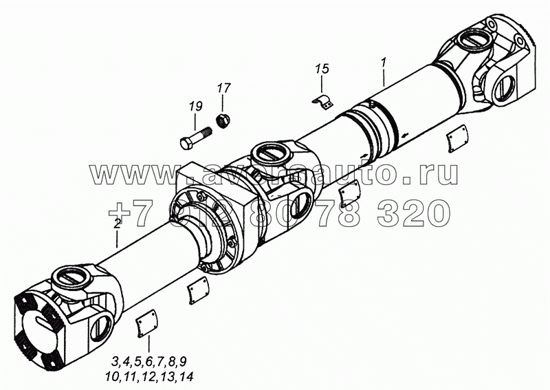 4308-2201006-83 Вал карданный трехшарнирный