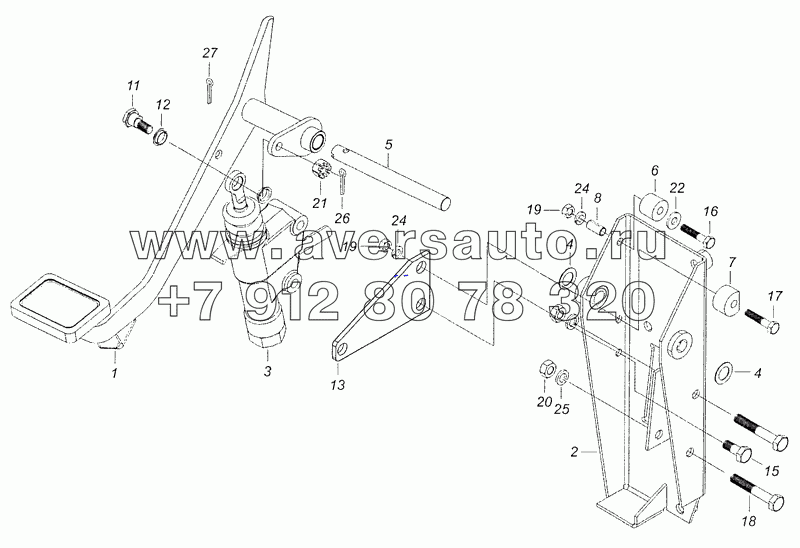 4308-1602008-30 Педаль сцепления с кронштейном и главным цилиндром