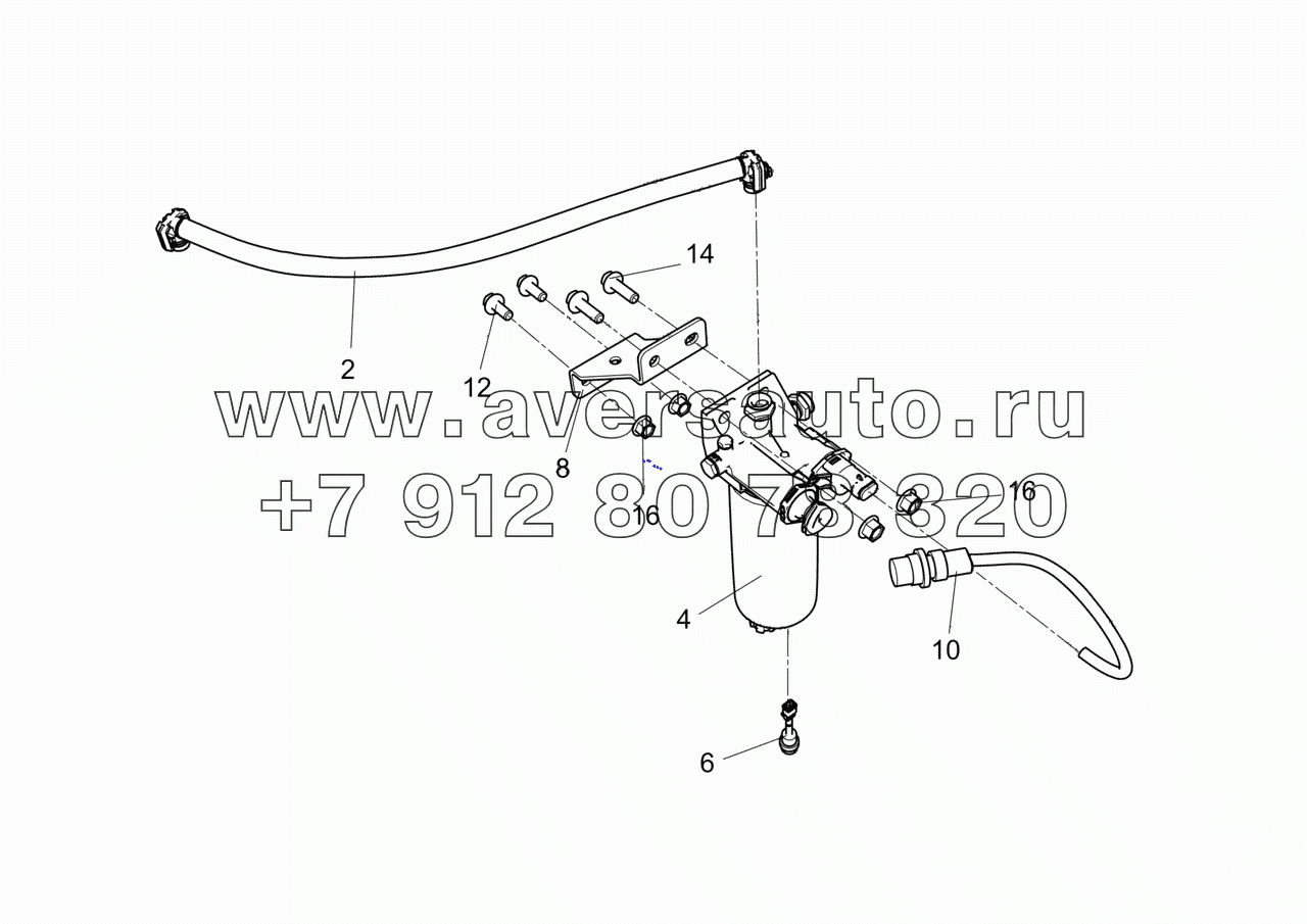  4308-1105068 Установка фильтра грубой очистки топлива и топливопроводов