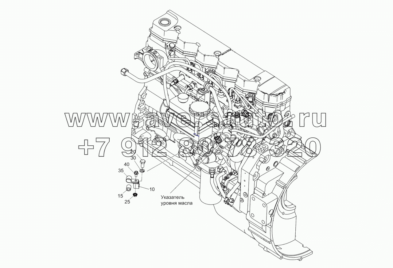  4308-1009001-30 Установка деталей крепления указателя уровня масла